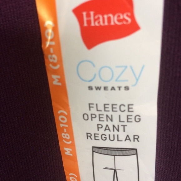 Hanes Fleece Open Leg Pant Regular SzM Purple Elastic Waist NWT - Picture 10 of 12